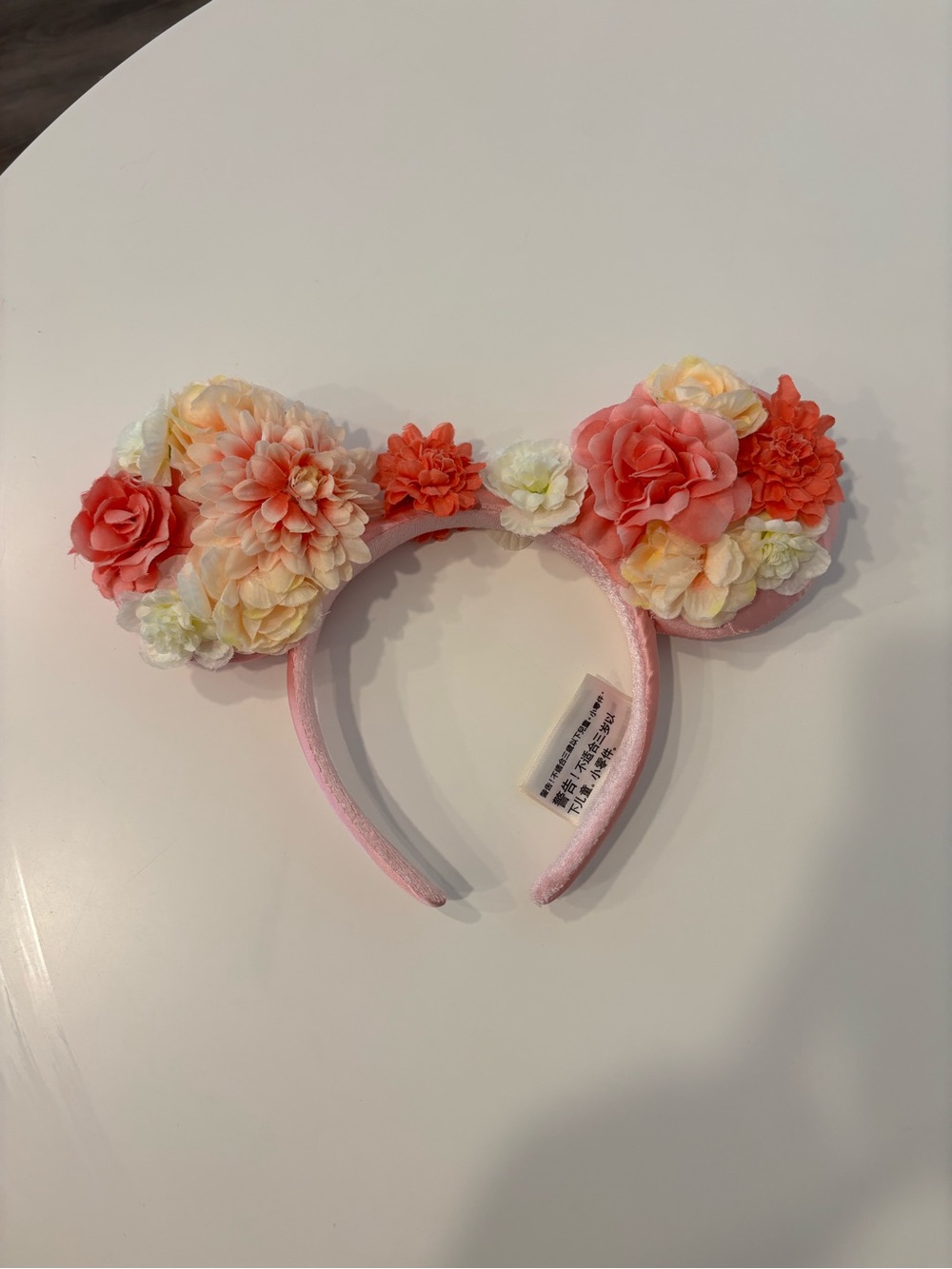 Floral Pink Disney Ears with Decorative Flowers